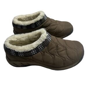 Merrell Encore Ice 4 Puff Slip On Mules Women's 5.5 M Quilted Clogs Faux Fur
